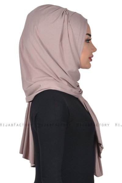 Tamara - Taupe Katoenen Praktisch Hijab