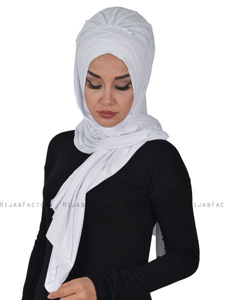 Tamara - Wit Katoenen Praktisch Hijab