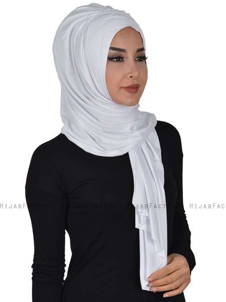 Tamara - Wit Katoenen Praktisch Hijab