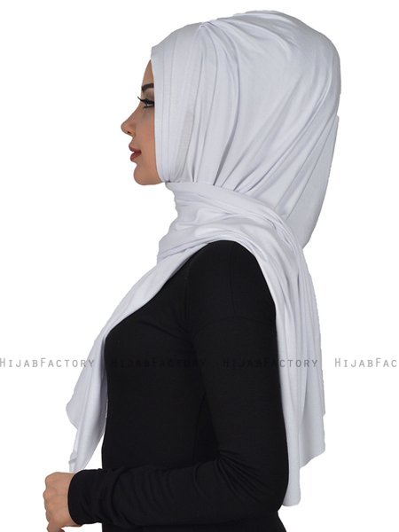 Tamara - Wit Katoenen Praktisch Hijab
