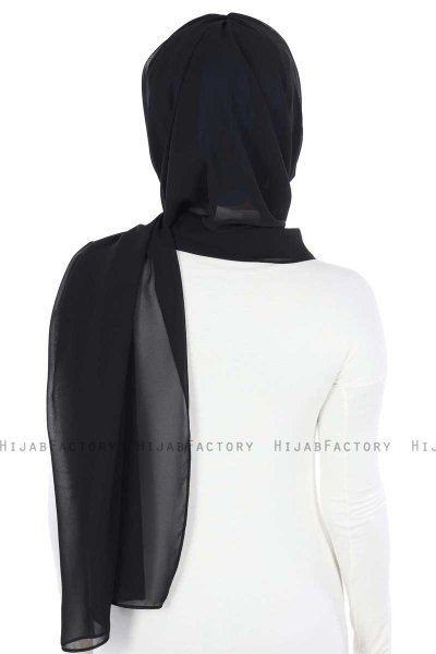 Vera - Blauw & Zwart Praktisch Chiffon Hijab