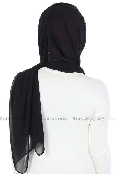 Vera - Bordeaux & Zwart Praktisch Chiffon Hijab