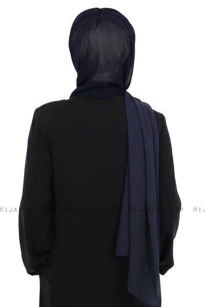 Vera - Creme & Marineblauw Praktisch Chiffon Hijab