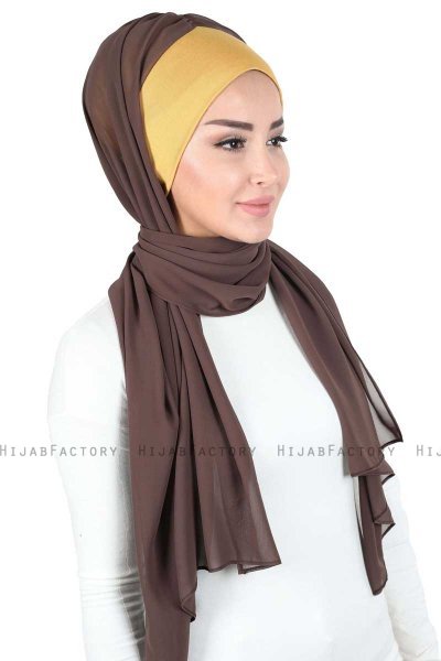 Vera - Mosterd & Marron Praktisch Chiffon Hijab