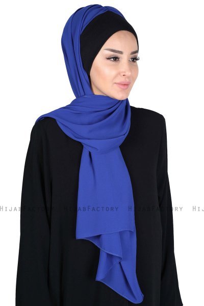 Vera - Zwart & Blauw Praktisch Chiffon Hijab