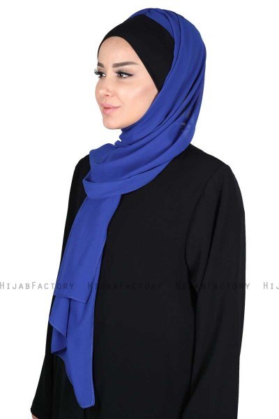 Vera - Zwart & Blauw Praktisch Chiffon Hijab
