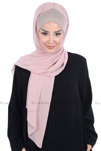 Vera - Taupe & Oudroze Praktisch Chiffon Hijab