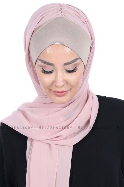 Vera - Taupe & Oudroze Praktisch Chiffon Hijab