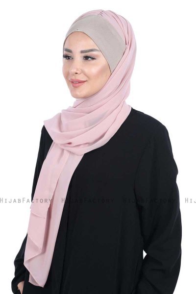 Vera - Taupe & Oudroze Praktisch Chiffon Hijab