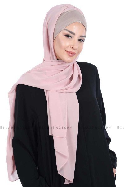 Vera - Taupe & Oudroze Praktisch Chiffon Hijab