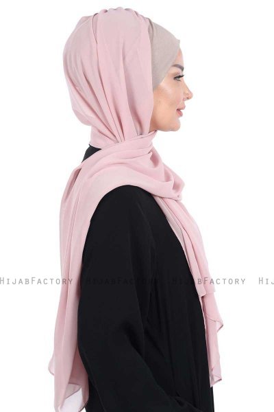 Vera - Taupe & Oudroze Praktisch Chiffon Hijab