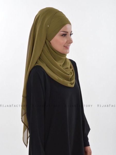 Viola Khaki Chiffon Hijab Ayse Turban 325512c
