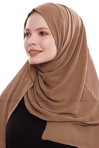 Yara - Bruin Praktisch One Piece Crepe Hijab