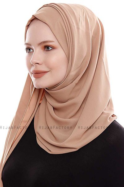 Yara - Camel Praktisch One Piece Crepe Hijab