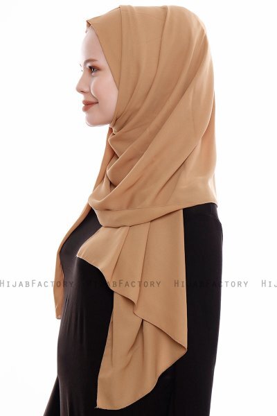 Yara - Lichte Karamel Praktisch One Piece Crepe Hijab