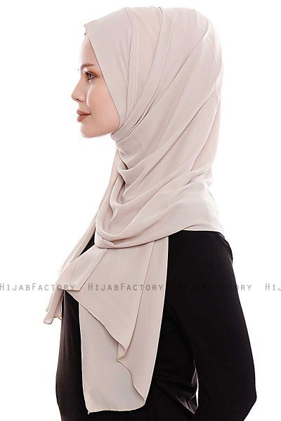 Yara - Licht Taupe Praktisch One Piece Crepe Hijab