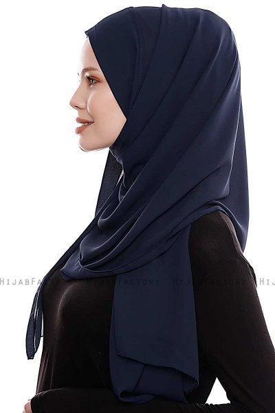 Yara - Marineblauw Praktisch One Piece Crepe Hijab