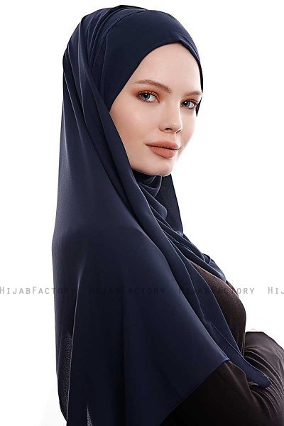 Yara - Marineblauw Praktisch One Piece Crepe Hijab