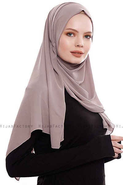 Yara - Donker Taupe Praktisch One Piece Crepe Hijab