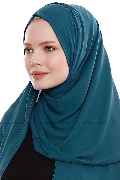 Yara - Donkergroen Praktisch One Piece Crepe Hijab