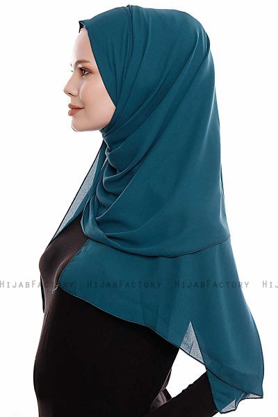 Yara - Donkergroen Praktisch One Piece Crepe Hijab