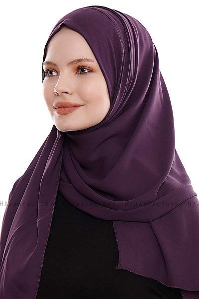 Yara - Donkerpaars Praktisch One Piece Crepe Hijab