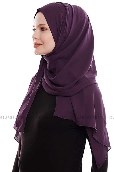 Yara - Donkerpaars Praktisch One Piece Crepe Hijab