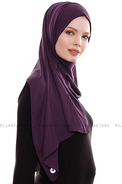Yara - Donkerpaars Praktisch One Piece Crepe Hijab