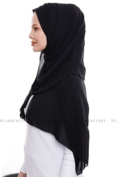 Yara - Zwart Praktisch One Piece Crepe Hijab