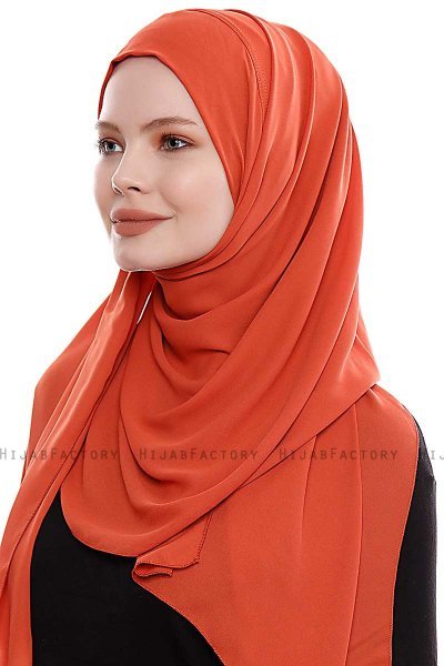 Yara - Baksteenrood Praktisch One Piece Crepe Hijab