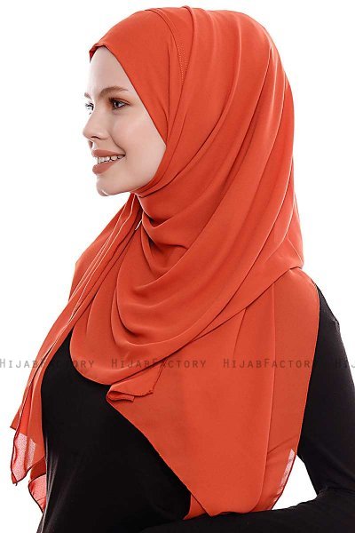 Yara - Baksteenrood Praktisch One Piece Crepe Hijab