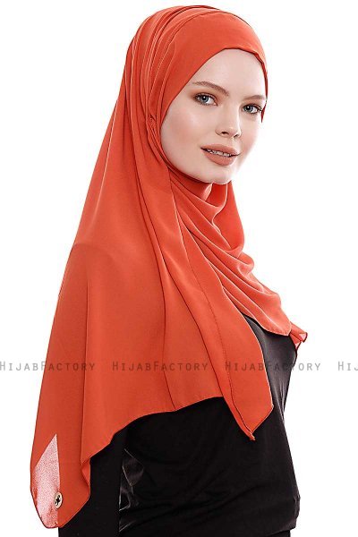 Yara - Baksteenrood Praktisch One Piece Crepe Hijab