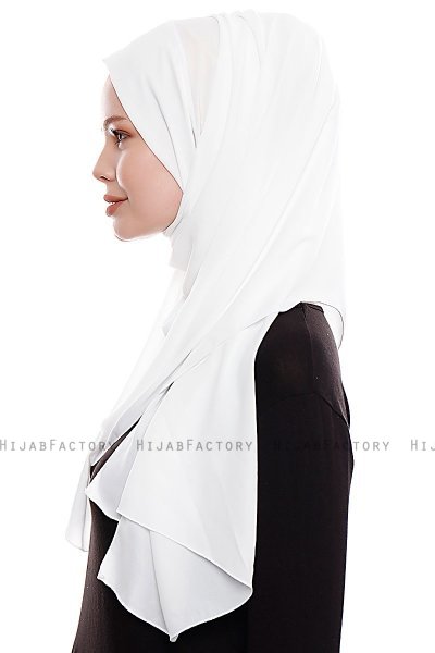 Yara - Wit Praktisch One Piece Crepe Hijab