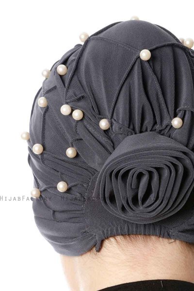 Yaren - Anthracite Crepe Chiffon Turban - Sehr-i Sal