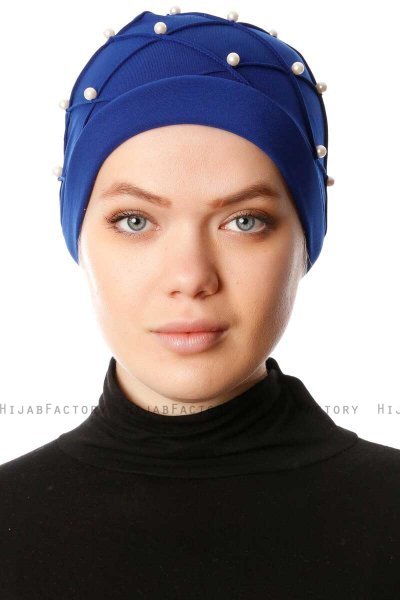 Yaren - Blauw Crepe Chiffon Turban - Sehr-i Sal