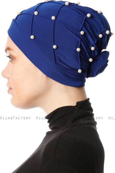 Yaren - Blauw Crepe Chiffon Turban - Sehr-i Sal