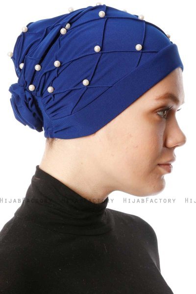 Yaren - Blauw Crepe Chiffon Turban - Sehr-i Sal
