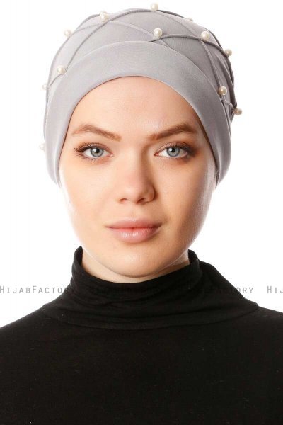 Yaren - Grijs Crepe Chiffon Turban - Sehr-i Sal
