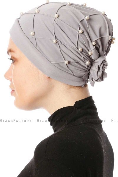 Yaren - Grijs Crepe Chiffon Turban - Sehr-i Sal