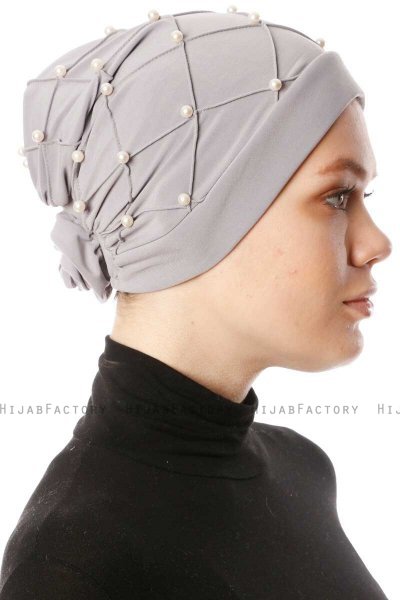 Yaren - Grijs Crepe Chiffon Turban - Sehr-i Sal
