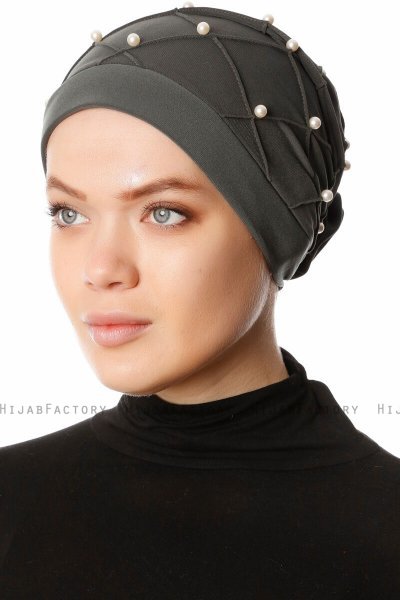 Yaren - Khaki Crepe Chiffon Turban - Sehr-i Sal