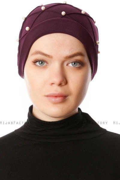 Yaren - Purper Crepe Chiffon Turban - Sehr-i Sal