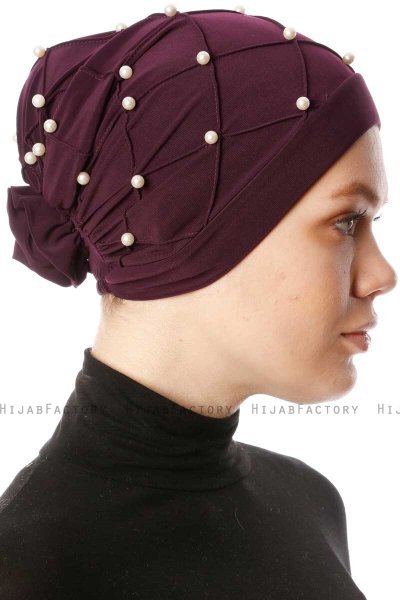 Yaren - Purper Crepe Chiffon Turban - Sehr-i Sal