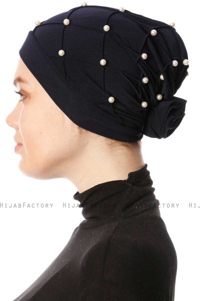 Yaren - Marineblauw Crepe Chiffon Turban - Sehr-i Sal