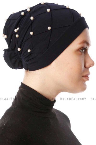 Yaren - Marineblauw Crepe Chiffon Turban - Sehr-i Sal