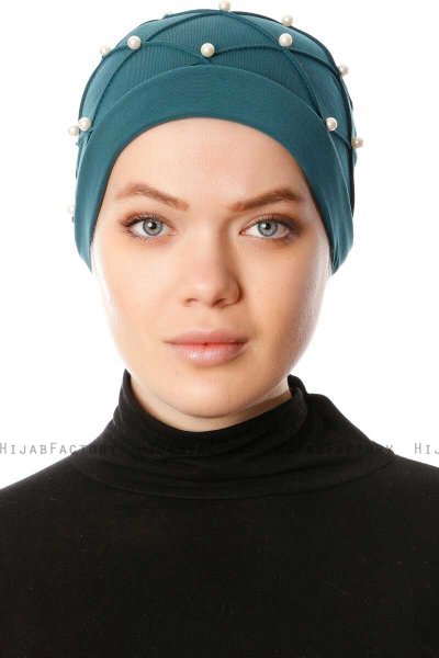 Yaren - Donkergroen Crepe Chiffon Turban - Sehr-i Sal