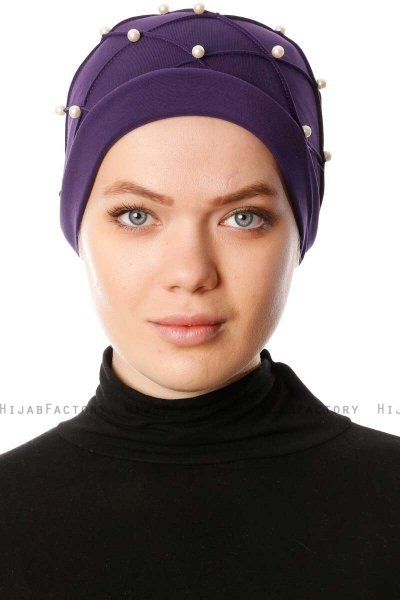 Yaren - Donkerpaars Crepe Chiffon Turban - Sehr-i Sal