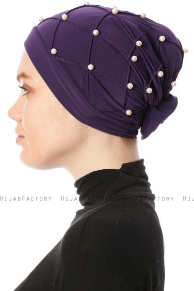 Yaren - Donkerpaars Crepe Chiffon Turban - Sehr-i Sal