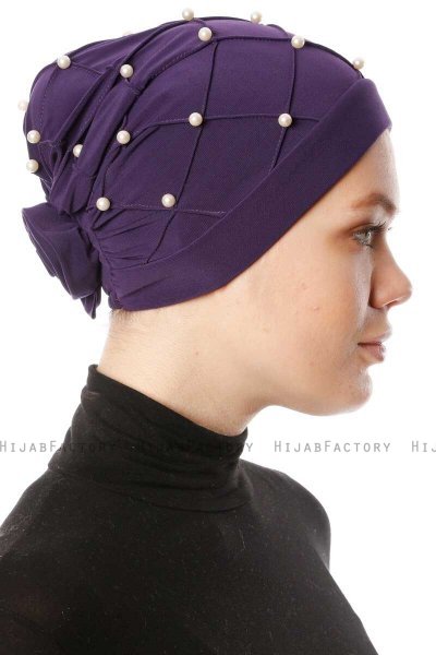 Yaren - Donkerpaars Crepe Chiffon Turban - Sehr-i Sal