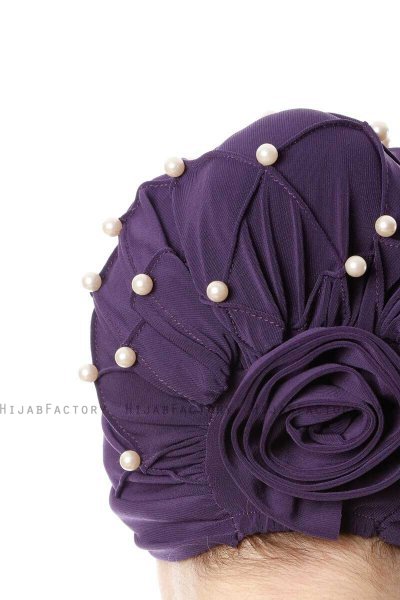 Yaren - Donkerpaars Crepe Chiffon Turban - Sehr-i Sal